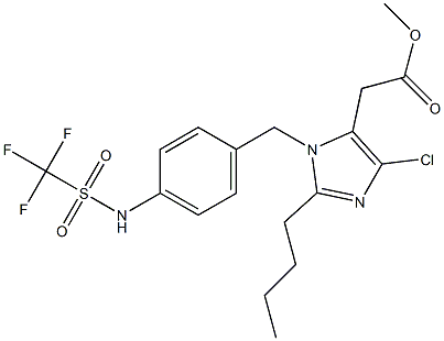 2-Butyl-4-chloro-1-[4-(trifluoromethylsulfonylamino)benzyl]-1H-imidazole-5-acetic acid methyl ester,,结构式