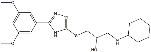 1-[[5-(3,5-Dimethoxyphenyl)-4H-1,2,4-triazol-3-yl]thio]-3-(cyclohexylamino)-2-propanol,,结构式