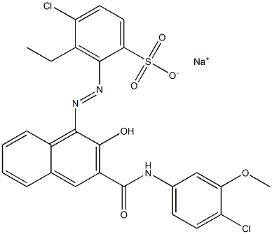 4-Chloro-3-ethyl-2-[[3-[[(4-chloro-3-methoxyphenyl)amino]carbonyl]-2-hydroxy-1-naphtyl]azo]benzenesulfonic acid sodium salt Structure