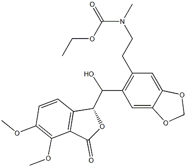 N-メチル-N-[2-[6-[[[(1R)-1,3-ジヒドロ-4,5-ジメトキシ-3-オキソイソベンゾフラン]-1-イル]ヒドロキシメチル]-1,3-ベンゾジオキソール-5-イル]エチル]カルバミド酸エチル 化学構造式