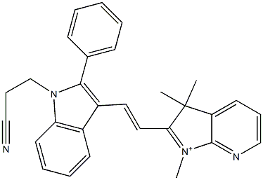 2-[2-[1-(2-Cyanoethyl)-2-phenyl-1H-indol-3-yl]ethenyl]-1,3,3-trimethyl-3H-pyrrolo[2,3-b]pyridin-1-ium 结构式