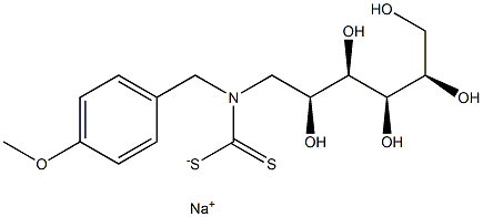 (4-メトキシベンジル)[(2S,3R,4R,5R)-2,3,4,5,6-ペンタヒドロキシヘキシル]ジチオカルバミン酸ナトリウム 化学構造式