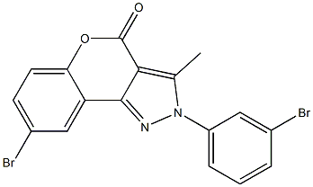 8-ブロモ-3-メチル-2-(3-ブロモフェニル)[1]ベンゾピラノ[4,3-c]ピラゾール-4(2H)-オン 化学構造式