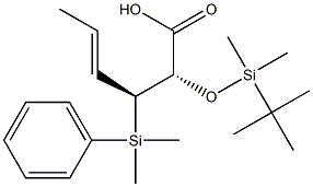 (2S,3S,4E)-2-[[ジメチル(tert-ブチル)シリル]オキシ]-3-[ジメチル(フェニル)シリル]-4-ヘキセン酸 化学構造式