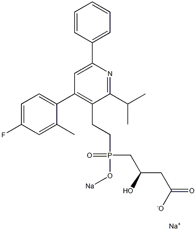 (3R)-4-[[2-[4-(4-Fluoro-2-methylphenyl)-2-isopropyl-6-phenyl-3-pyridinyl]ethyl]sodiooxyphosphinyl]-3-hydroxybutyric acid sodium salt,,结构式