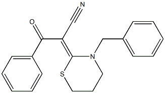 2-[Benzoyl(cyano)methylene]-3-benzyl-3,4,5,6-tetrahydro-2H-1,3-thiazine Structure