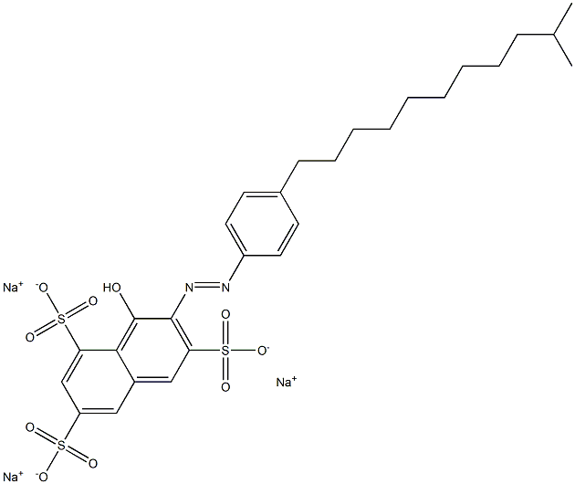 4-Hydroxy-3-[p-(10-methylundecyl)phenylazo]-2,5,7-naphthalenetrisulfonic acid trisodium salt,,结构式