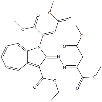 2-[2-[3-(エトキシカルボニル)-1-[(E)-1,2-ビス(メトキシカルボニル)ビニル]シクロヘプタ[b]ピロール-2(1H)-イリデン]ヒドラゾノ]こはく酸ジメチル 化学構造式