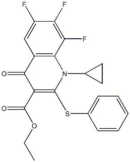 1-Cyclopropyl-6,7,8-trifluoro-1,4-dihydro-4-oxo-2-phenylthioquinoline-3-carboxylic acid ethyl ester Struktur