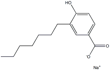 3-Heptyl-4-hydroxybenzoic acid sodium salt,,结构式