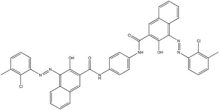 1,4-Bis[1-[(2-chloro-3-methylphenyl)azo]-2-hydroxynaphthalen-3-ylcarbonylamino]benzene,,结构式