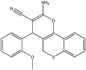 2-Amino-4-[2-methoxyphenyl]-4H,5H-[1]benzothiopyrano[4,3-b]pyran-3-carbonitrile,,结构式