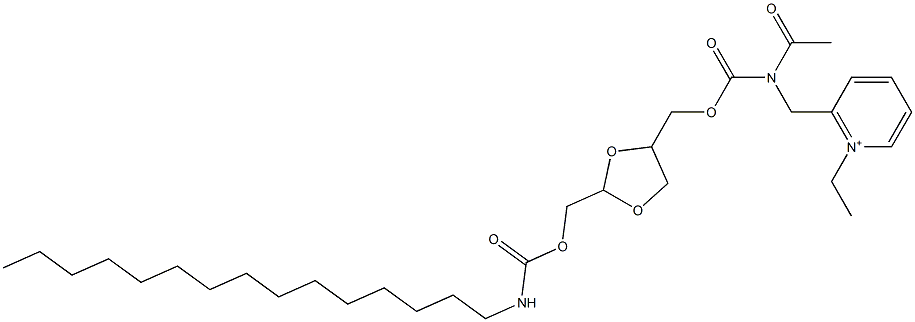 2-[N-Acetyl-N-[(2-pentadecylaminocarbonyloxymethyl-1,3-dioxolan-4-yl)methoxycarbonyl]aminomethyl]-1-ethylpyridinium Structure
