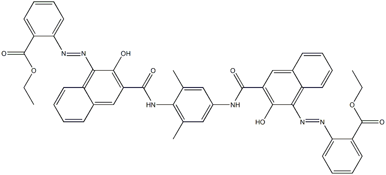 1,4-Bis[1-[[2-(ethoxycarbonyl)phenyl]azo]-2-hydroxy-3-naphthoylamino]-2,6-dimethylbenzene,,结构式