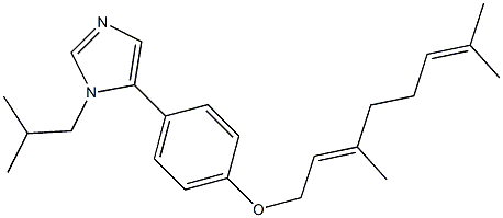 1-イソブチル-5-[4-[(E)-3,7-ジメチル-2,6-オクタジエニルオキシ]フェニル]-1H-イミダゾール 化学構造式