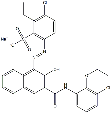 3-Chloro-2-ethyl-6-[[3-[[(3-chloro-2-ethoxyphenyl)amino]carbonyl]-2-hydroxy-1-naphtyl]azo]benzenesulfonic acid sodium salt,,结构式