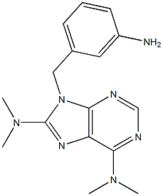 6,8-ビス(ジメチルアミノ)-9-(3-アミノベンジル)-9H-プリン 化学構造式