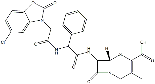 7-[[Phenyl[[[(5-chloro-2,3-dihydro-2-oxobenzoxazol)-3-yl]acetyl]amino]acetyl]amino]-3-methylcepham-3-ene-4-carboxylic acid Structure