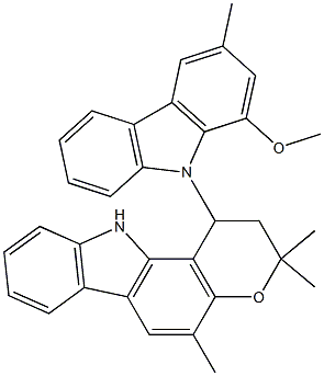 1,2,3,11-Tetrahydro-1-(1-methoxy-3-methyl-9H-carbazol-9-yl)-3,3,5-trimethylpyrano[3,2-a]carbazole Structure