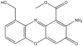 2-アミノ-9-(ヒドロキシメチル)-3-オキソ-3H-フェノキサジン-1-カルボン酸メチル 化学構造式