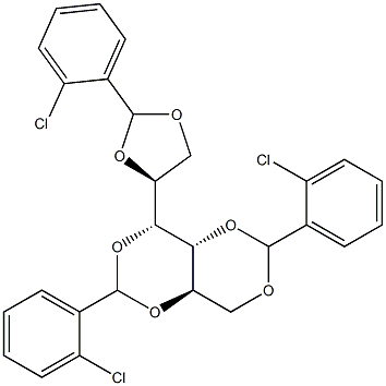 1-O,2-O:3-O,5-O:4-O,6-O-Tris(2-chlorobenzylidene)-D-glucitol Structure