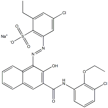 4-Chloro-2-ethyl-6-[[3-[[(3-chloro-2-ethoxyphenyl)amino]carbonyl]-2-hydroxy-1-naphtyl]azo]benzenesulfonic acid sodium salt 结构式