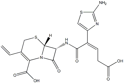 (6R,7R)-7-[(Z)-2-(2-アミノチアゾール-4-イル)-4-カルボキシ-2-ブテノイルアミノ]-8-オキソ-3-ビニル-5-チア-1-アザビシクロ[4.2.0]オクタ-2-エン-2-カルボン酸 化学構造式