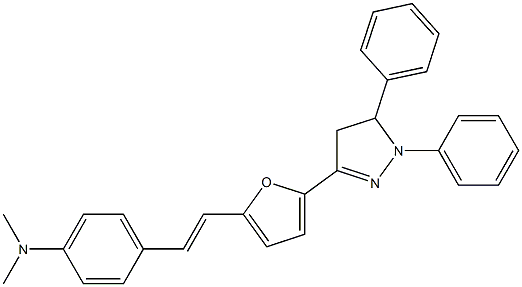 2-[[4,5-Dihydro-1,5-diphenyl-1H-pyrazol]-3-yl]-5-[2-[4-(dimethylamino)phenyl]ethenyl]furan Structure