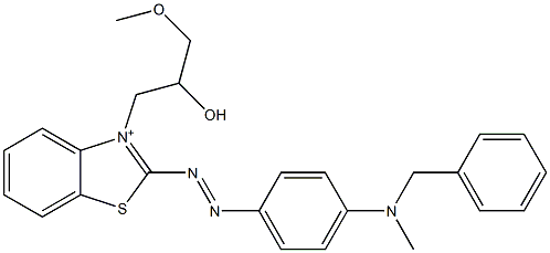 2-[4-(N-メチル-N-ベンジルアミノ)フェニルアゾ]-3-(3-メトキシ-2-ヒドロキシプロピル)ベンゾチアゾール-3-イウム 化学構造式