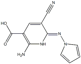 2-アミノ-5-シアノ-6-ピロリジノ-3-ピリジンカルボン酸 化学構造式