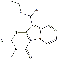 3,4-Dihydro-2,4-dioxo-3-ethyl-2H-1,3-thiazino[6,5-b]indolizine-10-carboxylic acid ethyl ester Struktur