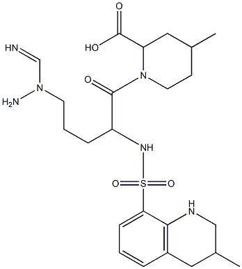 1-[5-[Amino(imino)methylamino]-1-oxo-2-[[(1,2,3,4-tetrahydro-3-methylquinolin-8-yl)sulfonyl]amino]pentyl]-4-methyl-2-piperidinecarboxylic acid Struktur