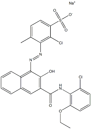 2-Chloro-4-methyl-3-[[3-[[(2-chloro-6-ethoxyphenyl)amino]carbonyl]-2-hydroxy-1-naphtyl]azo]benzenesulfonic acid sodium salt Structure