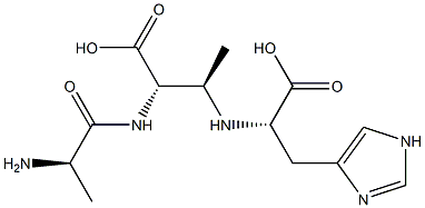 (2S,3R)-2-[(D-Alanyl)amino]-3-[[(1S)-2-(1H-imidazol-4-yl)-1-carboxyethyl]amino]butyric acid Struktur
