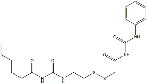 1-ヘキサノイル-3-[2-[[(3-フェニルウレイド)カルボニルメチル]ジチオ]エチル]尿素 化学構造式