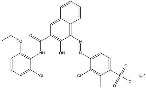 3-Chloro-2-methyl-4-[[3-[[(2-chloro-6-ethoxyphenyl)amino]carbonyl]-2-hydroxy-1-naphtyl]azo]benzenesulfonic acid sodium salt 结构式