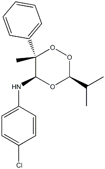(3S,5R,6S)-3-イソプロピル-5-(4-クロロフェニルアミノ)-6-メチル-6-フェニル-1,2,4-トリオキサン 化学構造式