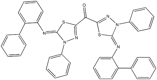 Phenyl[4-phenyl-5-(phenylimino)-4,5-dihydro-1,3,4-thiadiazole-2-yl] ketone,,结构式