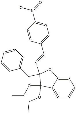 2-Benzyl-3,3-diethoxy-2,3-dihydro-2-(p-nitrobenzylideneamino)benzofuran,,结构式