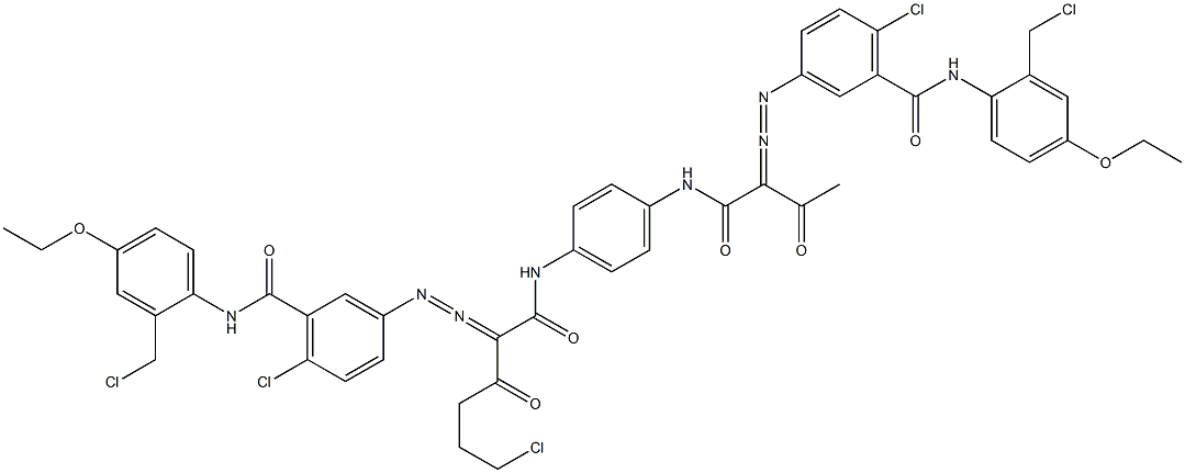 3,3'-[2-(2-Chloroethyl)-1,4-phenylenebis[iminocarbonyl(acetylmethylene)azo]]bis[N-[2-(chloromethyl)-4-ethoxyphenyl]-6-chlorobenzamide] Structure