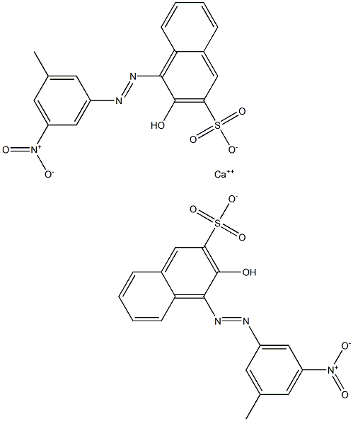Bis[1-[(3-methyl-5-nitrophenyl)azo]-2-hydroxy-3-naphthalenesulfonic acid]calcium salt 结构式