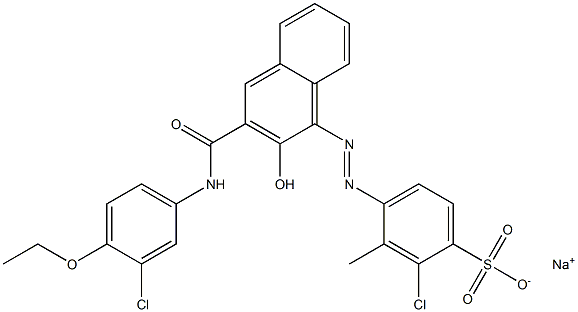 2-クロロ-3-メチル-4-[[3-[[(3-クロロ-4-エトキシフェニル)アミノ]カルボニル]-2-ヒドロキシ-1-ナフチル]アゾ]ベンゼンスルホン酸ナトリウム 化学構造式