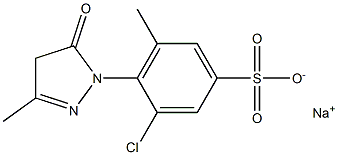 3-クロロ-5-メチル-4-(3-メチル-5-オキソ-2-ピラゾリン-1-イル)ベンゼンスルホン酸ナトリウム 化学構造式