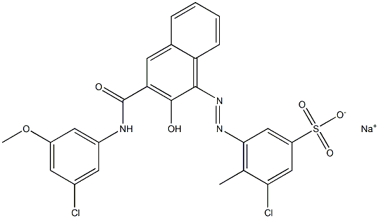 3-Chloro-4-methyl-5-[[3-[[(3-chloro-5-methoxyphenyl)amino]carbonyl]-2-hydroxy-1-naphtyl]azo]benzenesulfonic acid sodium salt,,结构式