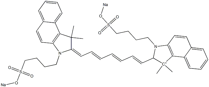 2-[7-[[2,3-Dihydro-1,1-dimethyl-3-[4-[(sodiooxy)sulfonyl]butyl]-1H-benz[e]indol]-2-ylidene]-1,3,5-heptatrienyl]-1,1-dimethyl-3-[4-[(sodiooxy)sulfonyl]butyl]-1H-benz[e]indol-1-ium 结构式