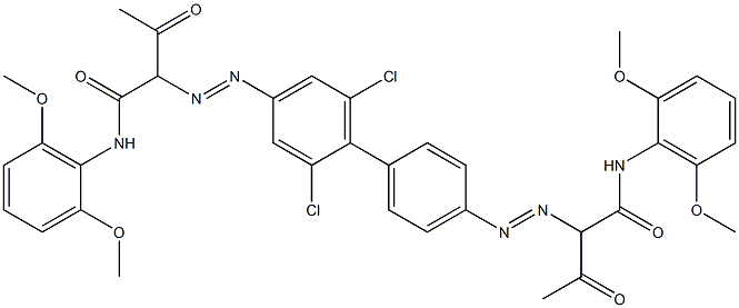 4,4'-Bis[[1-(2,6-dimethoxyphenylamino)-1,3-dioxobutan-2-yl]azo]-2,6-dichloro-1,1'-biphenyl,,结构式