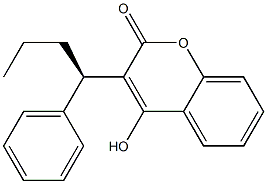(+)-4-ヒドロキシ-3-[(R)-1-フェニルブチル]-2H-1-ベンゾピラン-2-オン 化学構造式