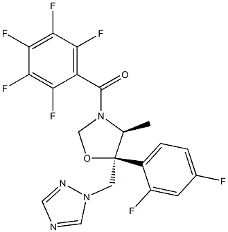 (4S,5S)-5-(2,4-ジフルオロフェニル)-4-メチル-3-(2,3,4,5,6-ペンタフルオロベンゾイル)-5-[(1H-1,2,4-トリアゾール-1-イル)メチル]オキサゾリジン 化学構造式