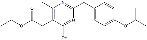 6-ヒドロキシ-2-(4-イソプロポキシベンジル)-4-メチル-5-ピリミジン酢酸エチル 化学構造式
