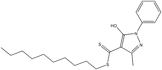 1-Phenyl-3-methyl-5-hydroxy-1H-pyrazole-4-dithiocarboxylic acid decyl ester Structure